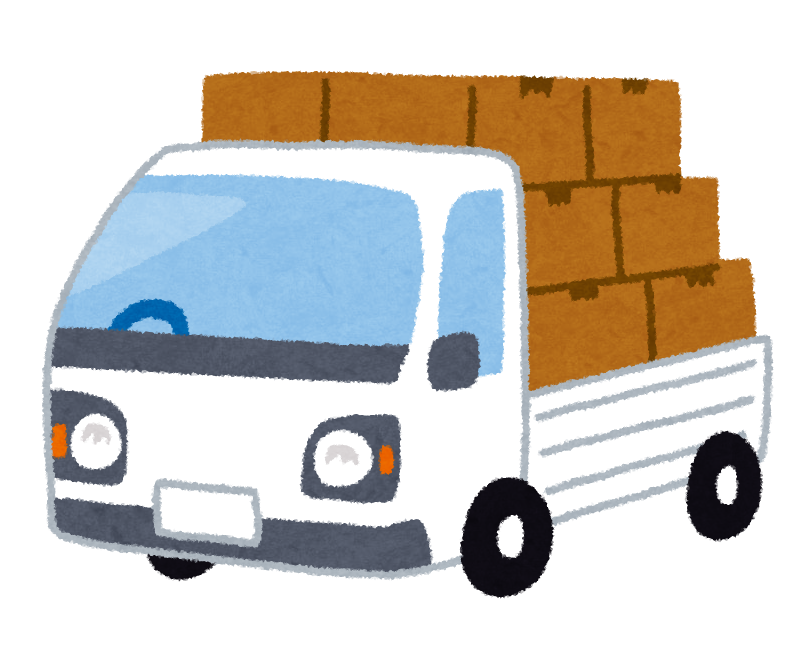 沖縄へ車輸送:荷物を積んだ軽トラックのイラスト